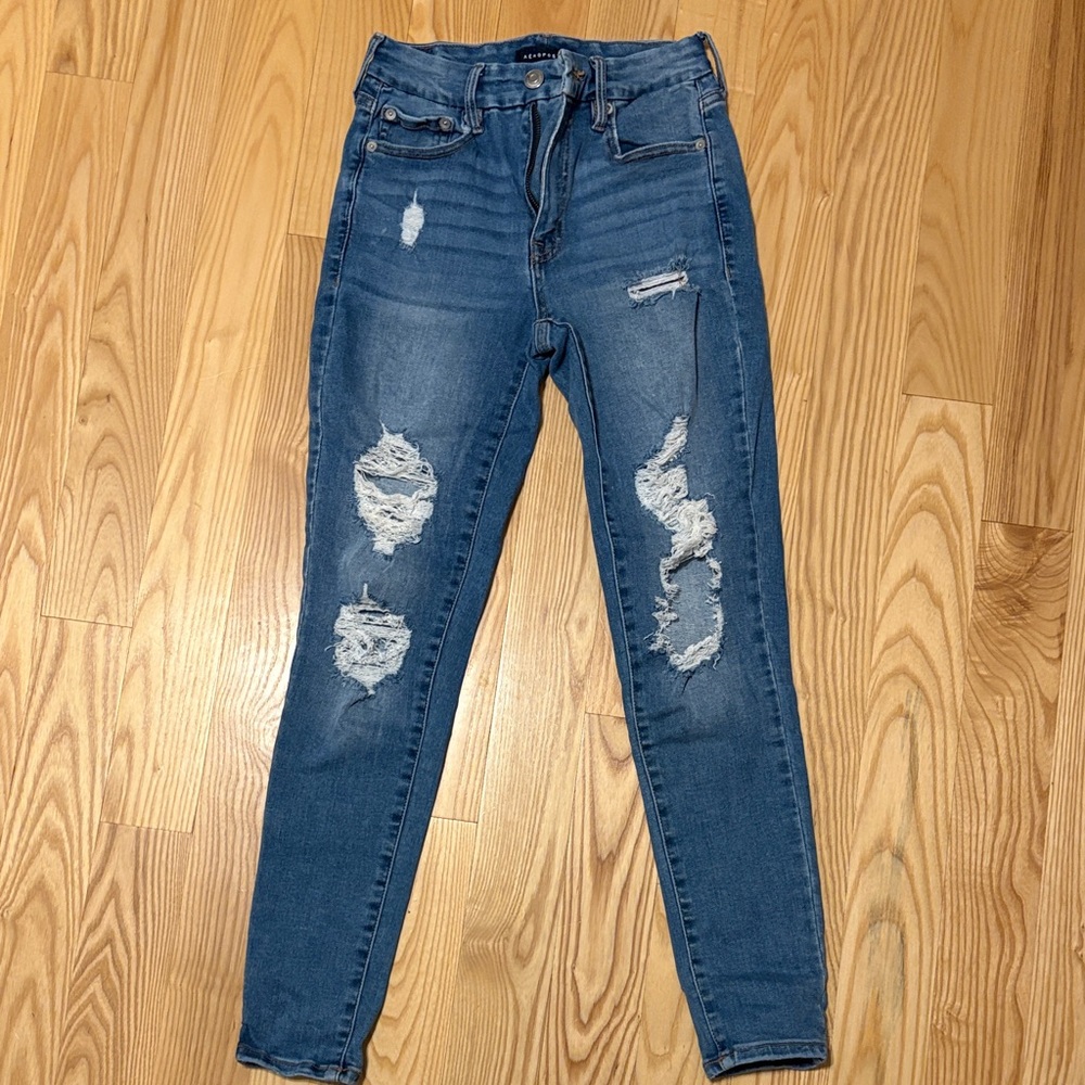 Women’s Aeropostale Ripped Blue Skinny Jeans